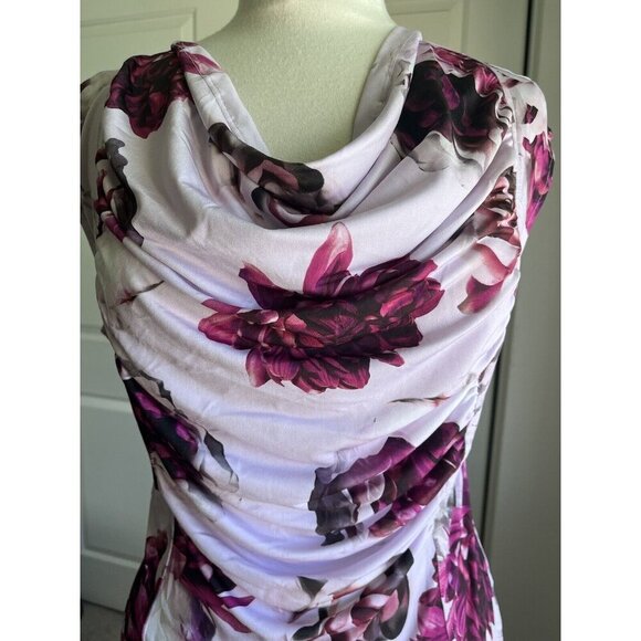 T Tahari sleeveless floral gathered cowl neck top size L $58 Casual Work blouse - Picture 5 of 8